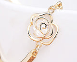 Hollow Rose White Crystal Bangle