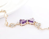 Adorned Bowknot Golden Purple Crystal Bracelet