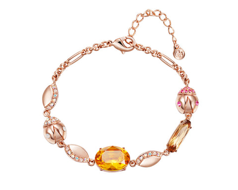 Graceful Beetle Orange Bling Swarovski Crystal Bracelet