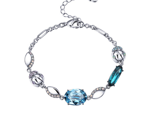 Graceful Beetle Blue Bling Swarovski Crystal Bracelet