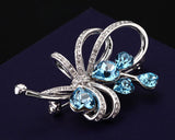 Nosegay Blue Bling Swarovski Crystal Brooch Pin