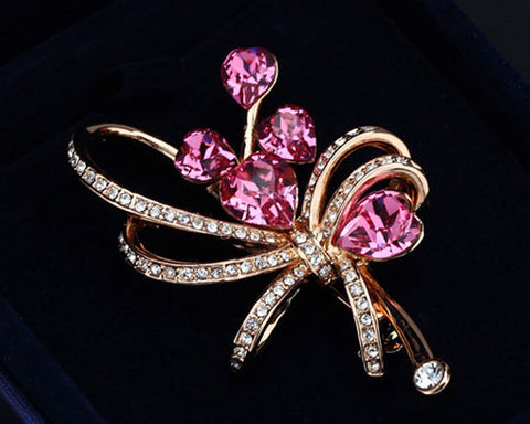 Nosegay Pink Bling Swarovski Crystal Brooch Pin