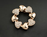 Rounded Heart Gold Crystal Brooch Pin