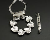 Rounded Heart Silver Crystal Brooch Pin