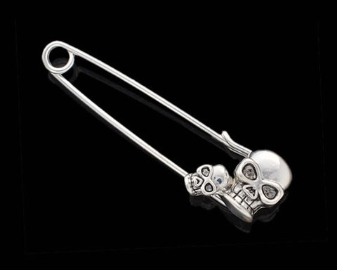 Rock Skull Silver Brooch Pin