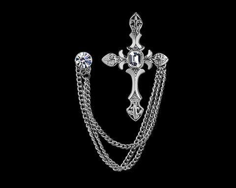 Holy Cross Crystal Brooch Pin