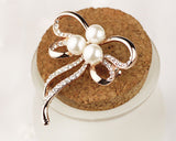 Pearl Ribbon Crystal Brooch Pin