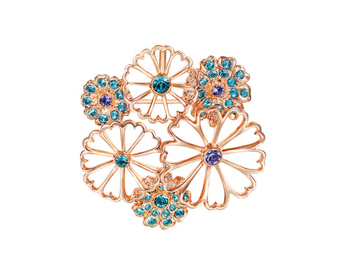 Chrysanthemum Flower Bling Swarovski Crystal Brooch Pin