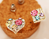 Heart and Square Stud Earrings for Women