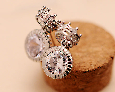 Rome Crown Silver Crystal Earrings