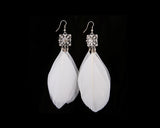Bohemian Feather White Crystal Earrings