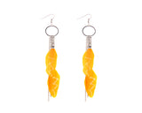 Glitter Yellow Bohemian Feather Tassel Earrings