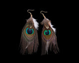 Bohemian Peacock Feather Earrings for Women