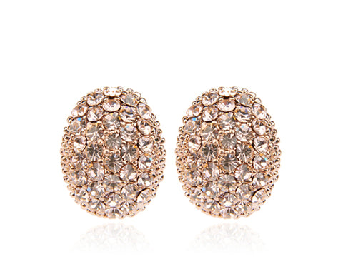 Sparkle Oval Crystal Clip On Earrings for Girls