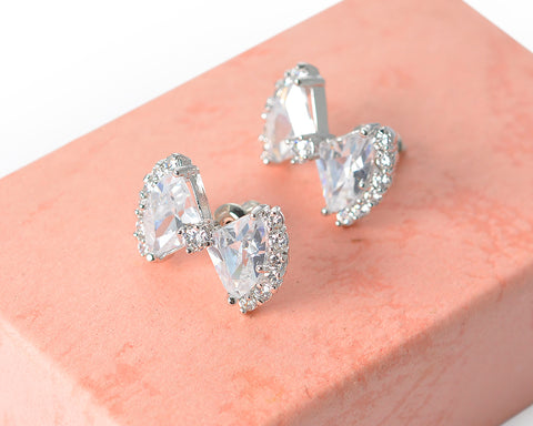 Sparkle Bowknot Crystal Stud Earrings for Women