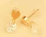 Love Heart Round Crystal Stud Earrings for Women