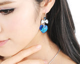 Adorable Ribbon Blue Bling SWAROVSKI Crystal Hook Earrings