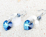 Adorable Ribbon Blue Bling SWAROVSKI Crystal Hook Earrings