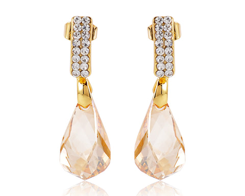 Drip Champagne Bling Swarovski Crystal Earrings