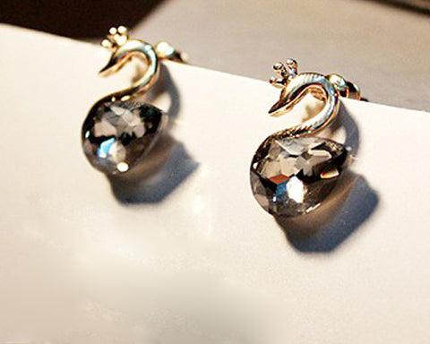 Swan Black Crystal Earrings