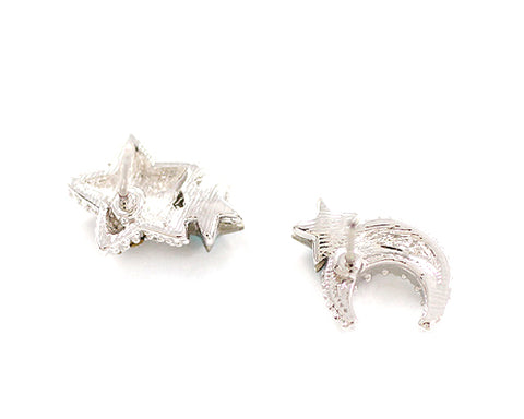 925 Sterling Silver Earrings Star And Moon Crystal Stud Earrings