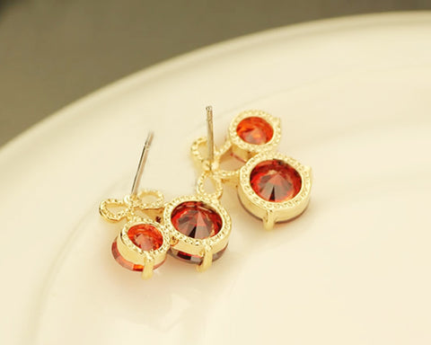 Red Cherry Crystal Stud Earrings