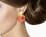 Deluxe Red Ruby Crystal Clip Earrings for Girls