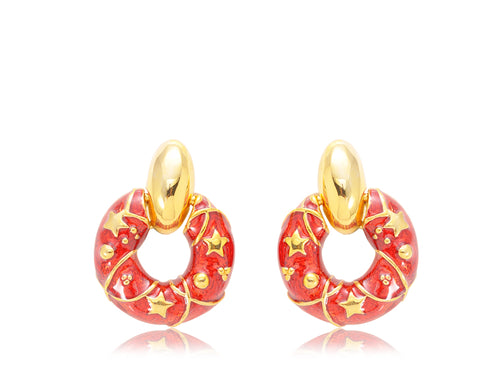 Deluxe Red Ruby Crystal Clip Earrings for Girls