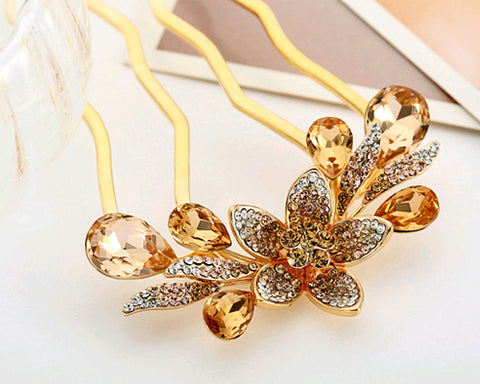 Fancy Flower Bling Swarovski Crystal Hair Stick