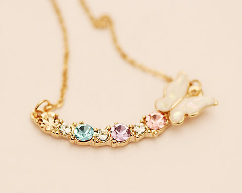 Fancy Butterfly Crystal Necklace