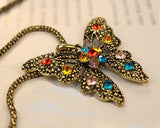 Vintage Butterfly Crystal Necklace