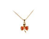 Three-leaf Clover Red Crystal Necklace
