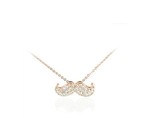 Stylish Mustache Crystal Necklace