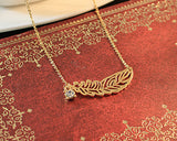 Golden Feather Crystal Necklace