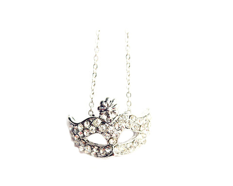 Mystic Mask Silver Crystal Necklace
