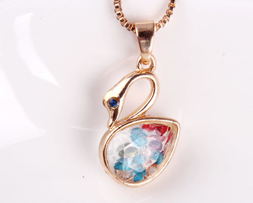 Swan Wish Bottle Crystal Necklace