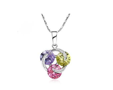 Three In Love Crystal Necklace