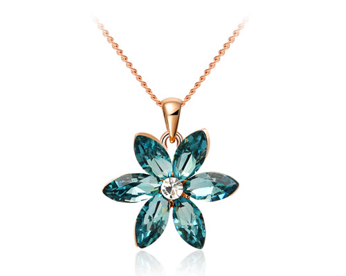 Lucky Six-leaf Flower Crystal Necklace