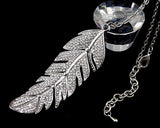 Charming Feather Crystal Necklace - Silver