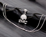 925 Sterling Silver Skull Crystal Necklace