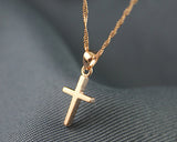 925 Sterling Silver Cross Necklace - Rose Gold
