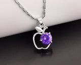 Stylish Apple Crystal Necklace - Purple