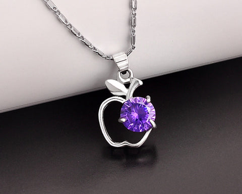 Stylish Apple Crystal Necklace - Purple