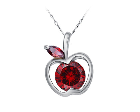 Stylish Apple Crystal Necklace - Red