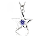 Lucky Star 925 Sterling Silver Crystal Necklace - Purple