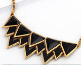 Luxury Geometric Triangle Necklace - Black