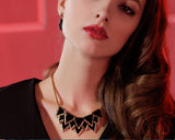 Luxury Geometric Triangle Necklace - Black