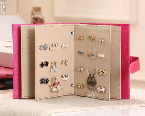Portable Jewelry Organizer Earring Storage Book - Magenta