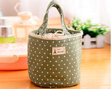 Insulated Thermal Drawstring Closure Dot Picnic Lunch Bag