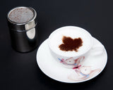 Stainless Steel Powder Shaker with 16 Pcs Cappuccino Coffee Stencils